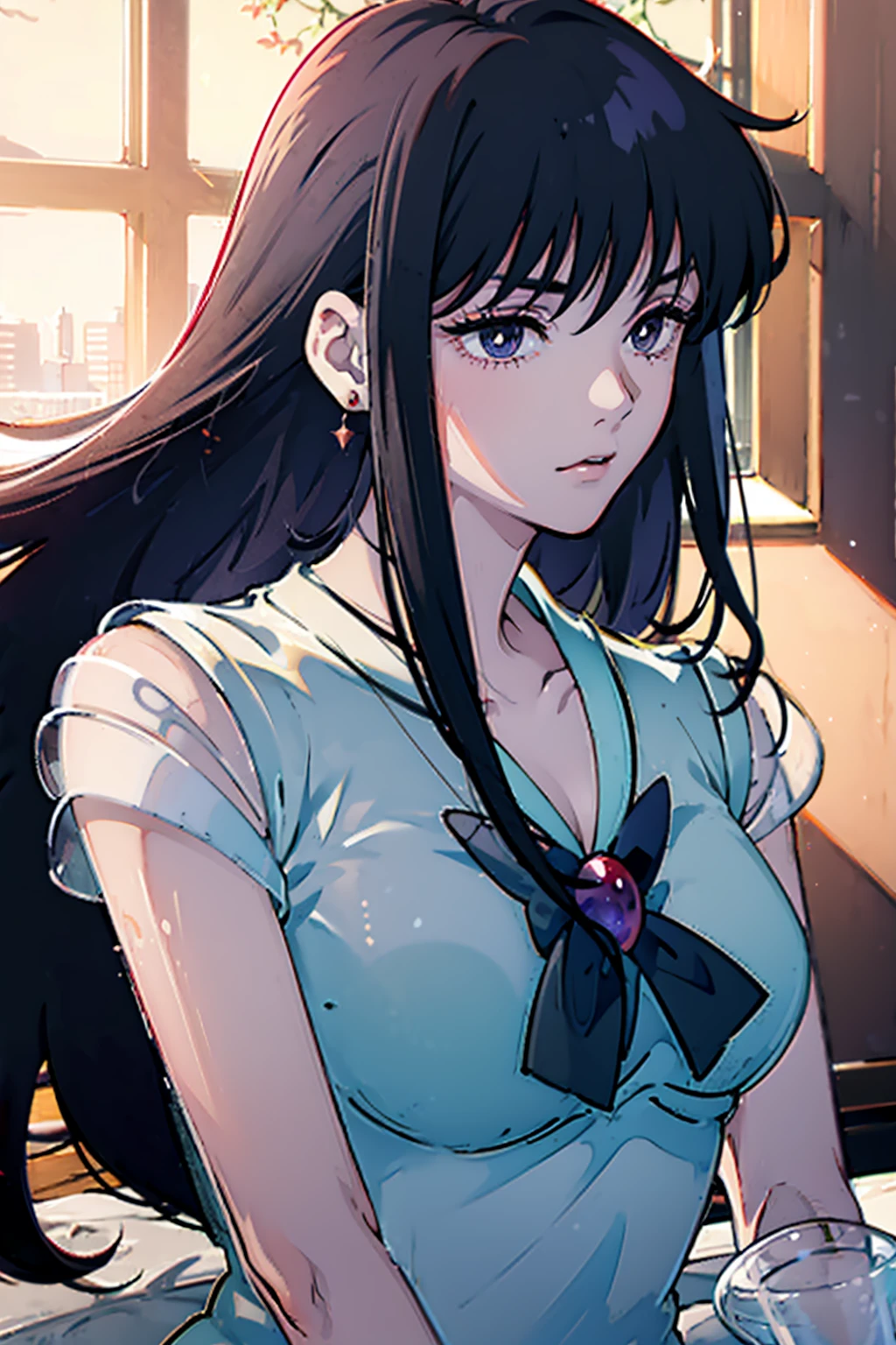 Sailor Mars, Unhealthy face, Dark Eyes, Dark circles under the eyes, Long Hair