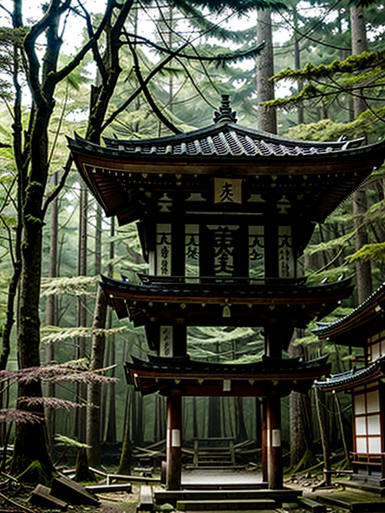Japanese style　In the dense forest　Abandoned Shrine　Crow