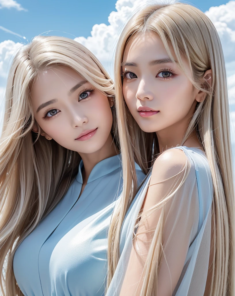 (High resolution:1.3), (16k, Photorealistic, Raw photo, Best image quality: 1.4), Japanese, (One Girl), Beautiful Face, (A vivid face), (Blonde、Long Hair:1.3), Beautiful Hairstyles, Realistic eyes, Beautifully detailed eyes, (Realistic Skin), Beautiful skins, attractive, 超A high resolution, Surreal, High detail, Golden Ratio, Highly detailed cute girl,(20-year-old), Surfing Team, Diver、Beach