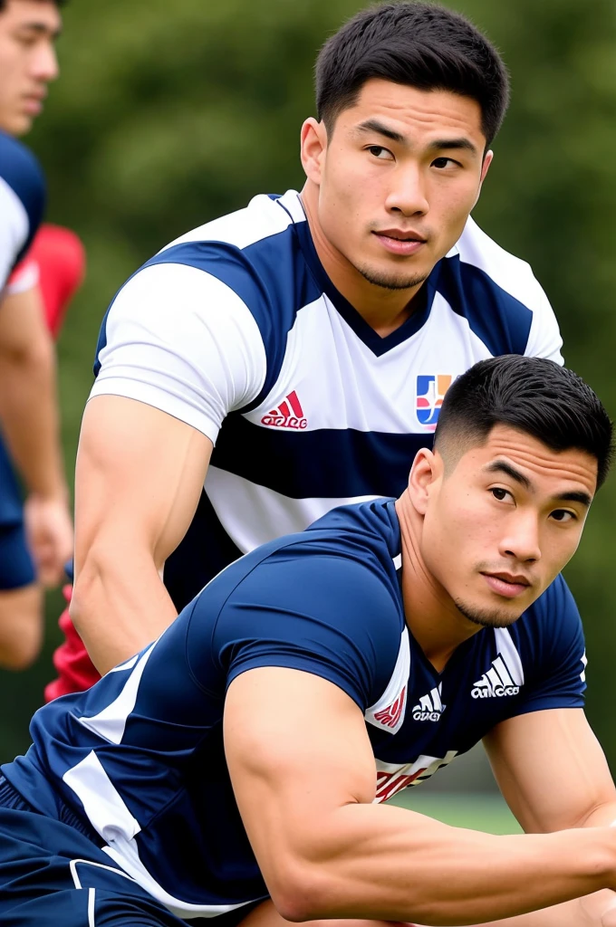 Sequential RAW images, Picture of a handsome Asian rugby player with short hair and no beard.. Presented in a sporty and attractive style., Express your athleticism and charm in a respectful and appropriate environment., without identifying any specific person.
RAW image sequence, Picture of a handsome Asian rugby player with short hair and no beard.. He comes off as sporty and attractive., Showcasing his athleticism and charisma in a respectful and appropriate environment., without identifying any specific person.
Selfie by