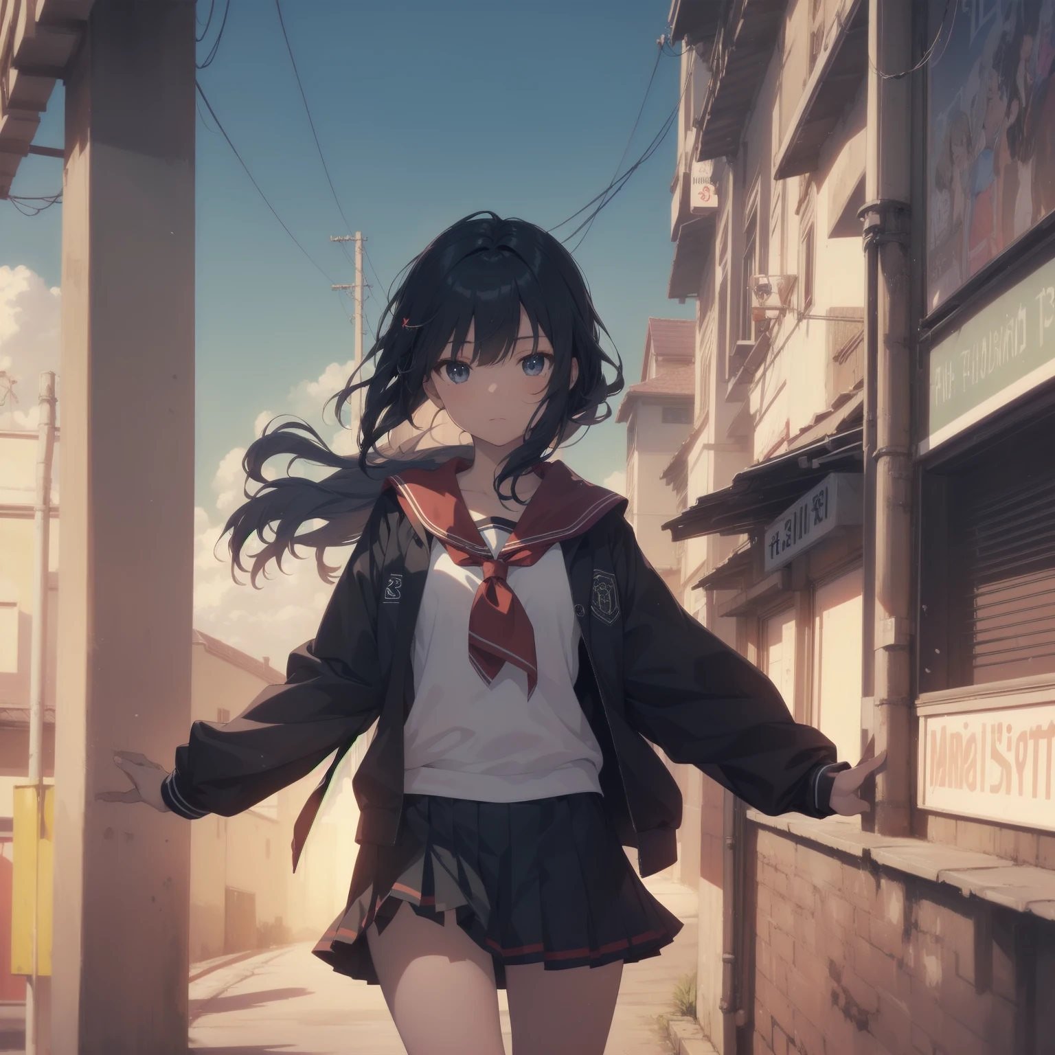 ultra-absurdres-Top quality by artist God, ultra-detailed, high resolution, anime moe artstyle, best anime 8k konachan wallpaper, pixiv contest winner, pool:2810, perfect anatomy,break, 1girl, (Please draw a girl walking sleepily to school alone. )break,(Solo,little female, -yeld:1.Full limbs, complete fingers,a junior hihort hair), short cut, flat chest, , small butt, small black eyes, beautiful detailed eyes, well-proportioned iris and pupils, expressive eyes, highres detailed hair, soft expression, salor school_uniform, sailor collar, serahuku, bow, pleated skirt,(Detailed Lighting), (Detailed background), in the School commute route. break,super detailed skin, Best cinematic lighting powered by famous artist, 8k,beauty illustration,photoshop_(medium),very aesthetic,break,((artist:sumiyao_(amam) )), artist:clamp ,artist:carnelian ,artist:kantoku ,
