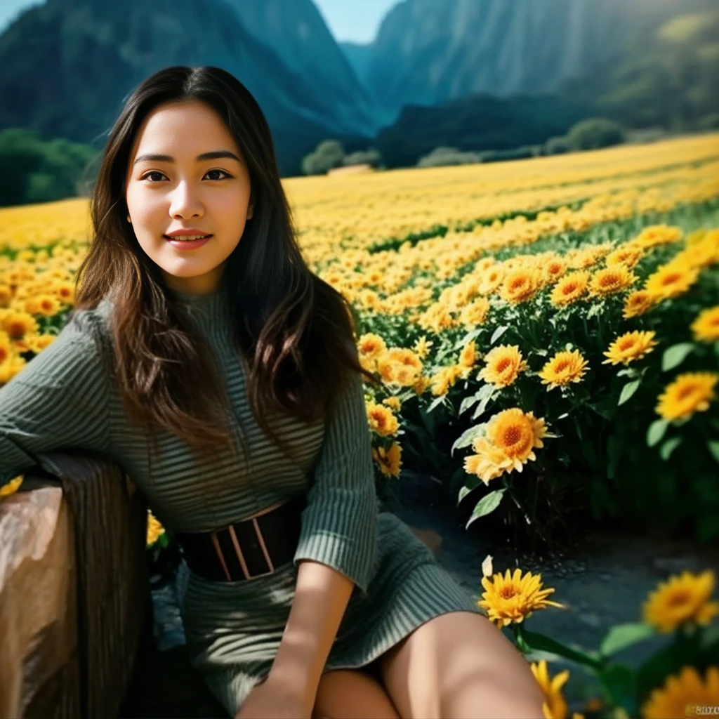 Araaf woman close-up, ของผู้หญิงlong hairชาวเอเชียตะวันออกเฉียงใต้ที่มีใบหน้ากลม, ,ponytail, long hairลอยปลิวขึ้น, black eyes, staring at the viewer, abdominal muscles, Large chest 36 inches, Warm light, morning sun,  long hair,black eyes,abdominal muscles, The body is beautiful and strong., rounded chest, (digital painting, HDR, high contrast), 3-D, 8K, 45,000,000 pixcls,