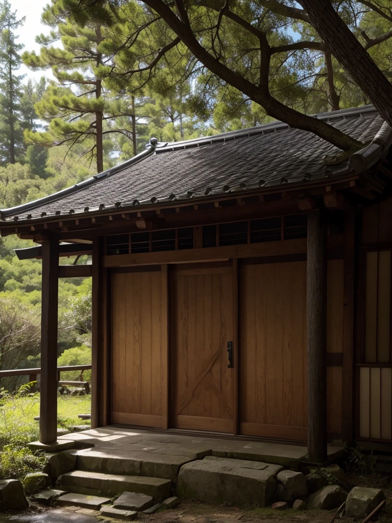 Japanese style In the dense forest Abandoned Shrine Crow