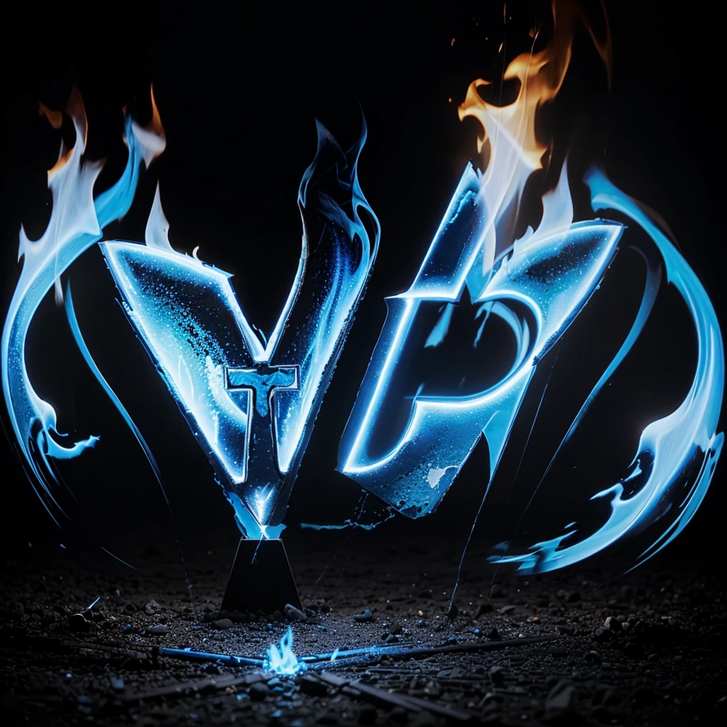 Blue fire flame with a cross in the middle brand logo