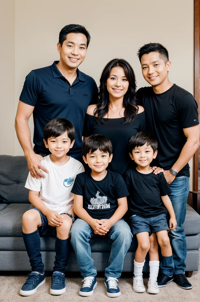A family pic with a mom and father and 2 sons