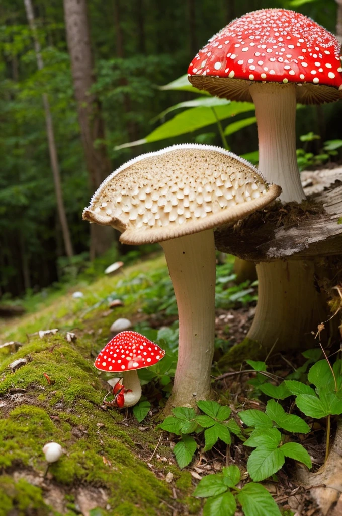Man eats a fly agaric、Red poisonous mushroom、In the mountains、nature、Real