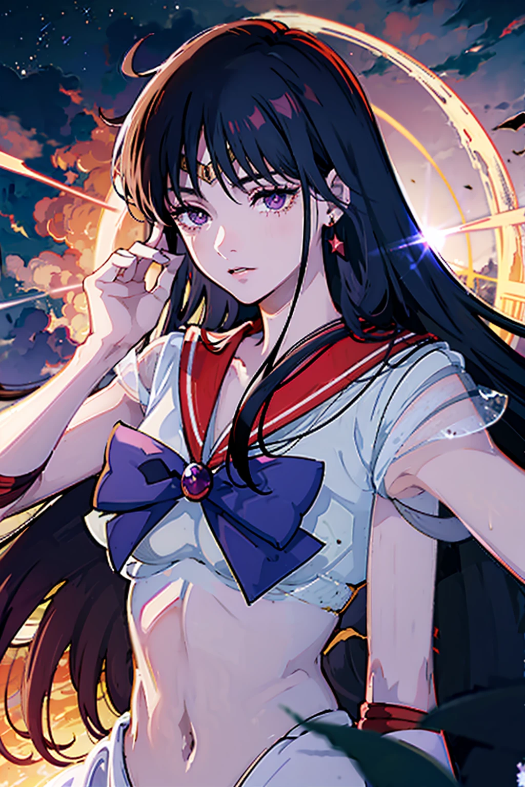 Sailor Mars, Unhealthy face, Dark Eyes, Dark circles under the eyes, Long Hair,