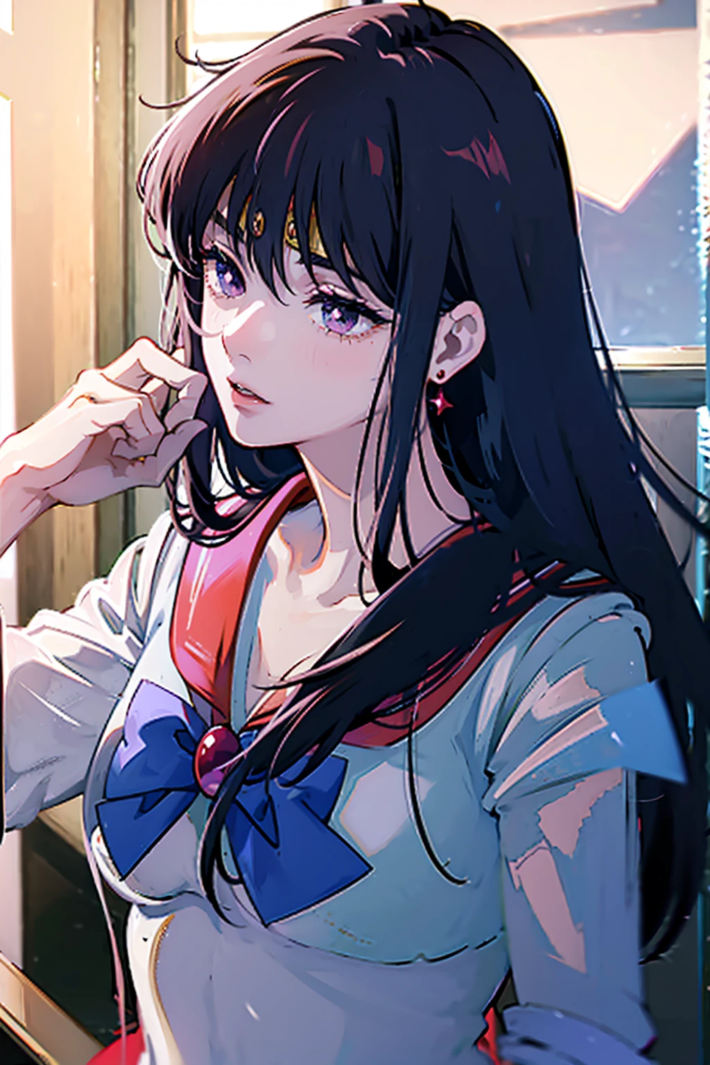 Sailor Mars, Unhealthy face, Dark Eyes, Dark circles under the eyes, Long Hair, 