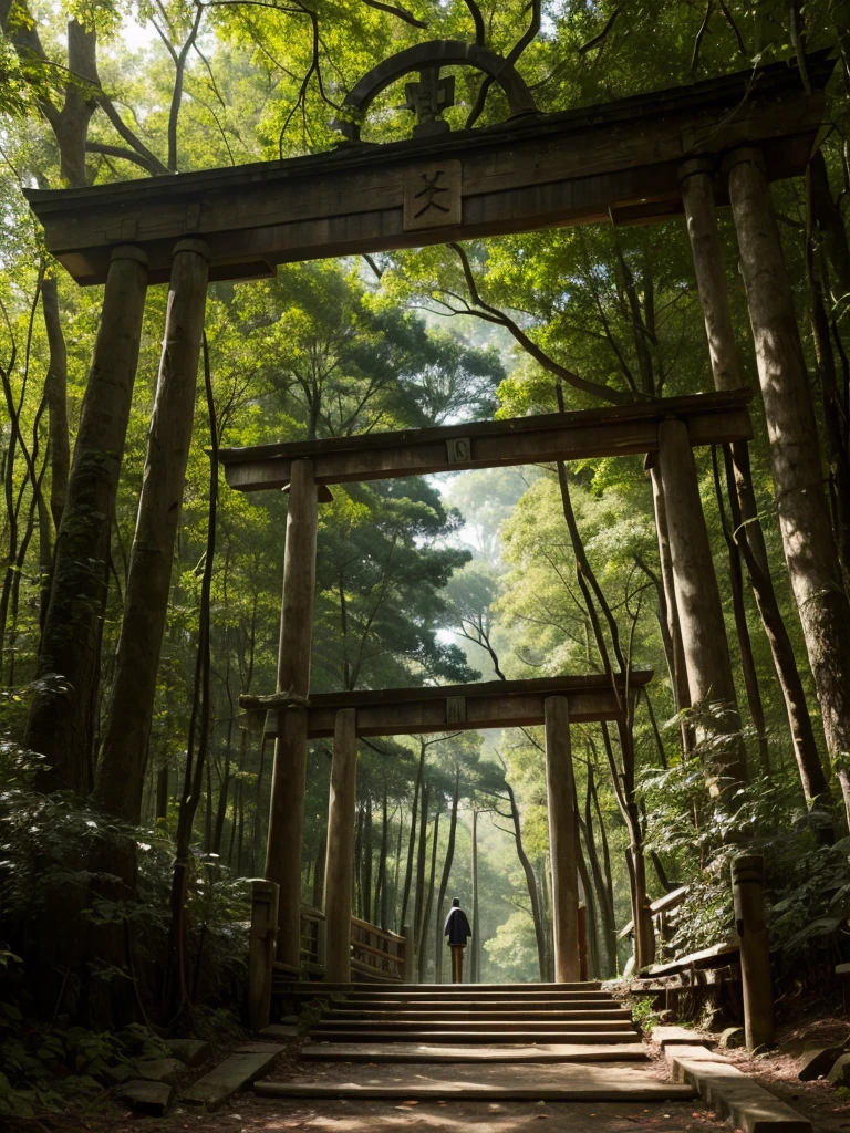 In the dense forest　torii　child