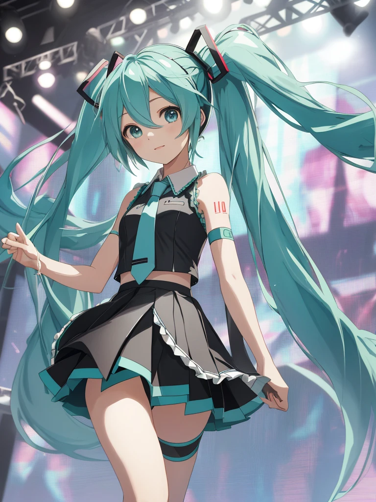 hatsune miku, mini skirt, raising the skirt