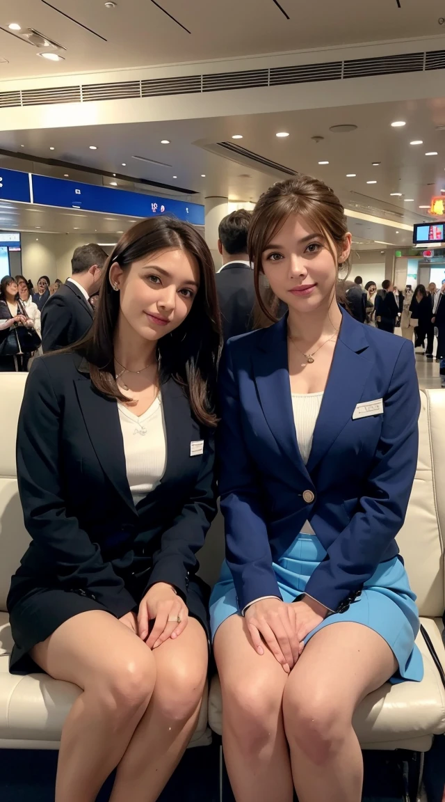 {{Mature Woman, White people}}, View your viewers, Hazel Eyes, Very detailed, Medium chest, Brown Hair, airport, flight attendant, uniform, Blue blazer, Blue tie, Blue Skirt, Midi Skirt, Pencil Skirt, Blue High Heels, Happy, 最high quality, high quality, Very detailed anime screencap, {{{{Crowded, Multiple Girls, Thousands of sisters, Millions of sisters,Billions of Sisters, clone, Doppelganger, Matching outfits, Matching hairstyle}}}}, whole body