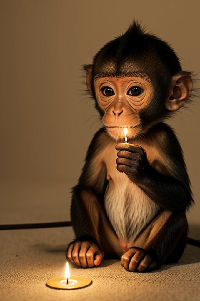 Draw a little monkey blowing out a candle
