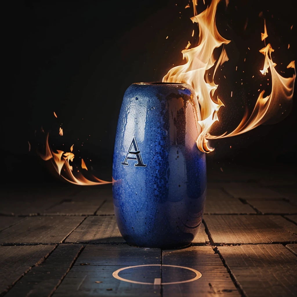 Blue fire flame with a cross in the middle brand logo