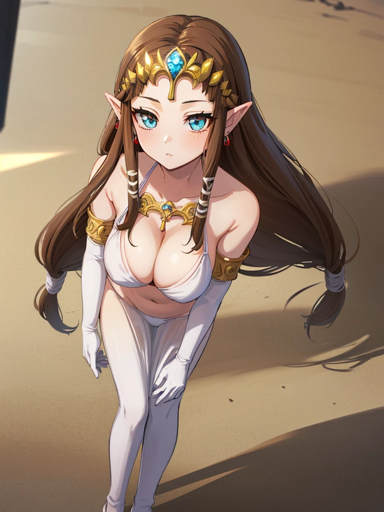(((((standing,leaning forward))))),(((No background))),(),((((((Angle from the front)))))),(()),((alone)),(())),Anime art style,masterpiece,(Highest quality), (Super detailed),(Very delicate and beautiful),(alone),(detailedな顔と目),((((Beautiful eyes like jewels)))),(),(((Mature Woman,Queen))),((Portrait of a single person)),()),,((Long Straight Hair)),,Cleavage,(Sandy Beach),length_gloves,(((()))),(((()))),((((Beautiful Face)))),(((()))),(()),(((Long Hair)))),((((Straight hair)))),((Cleavage)),((((Dark brown hair)))),Princess Zelda,((chest is slightly exposed)), ((Highest quality)),,(Very detailed) ,((White Bikini))),Brown Hair,((Exposed shoulders)),, ((Highest quality)), (Very detailed),((detailed)),(((pray))),Nintendo, The Legend of Zelda),,((alone)), ((Highest quality)), (Very detailed), ,