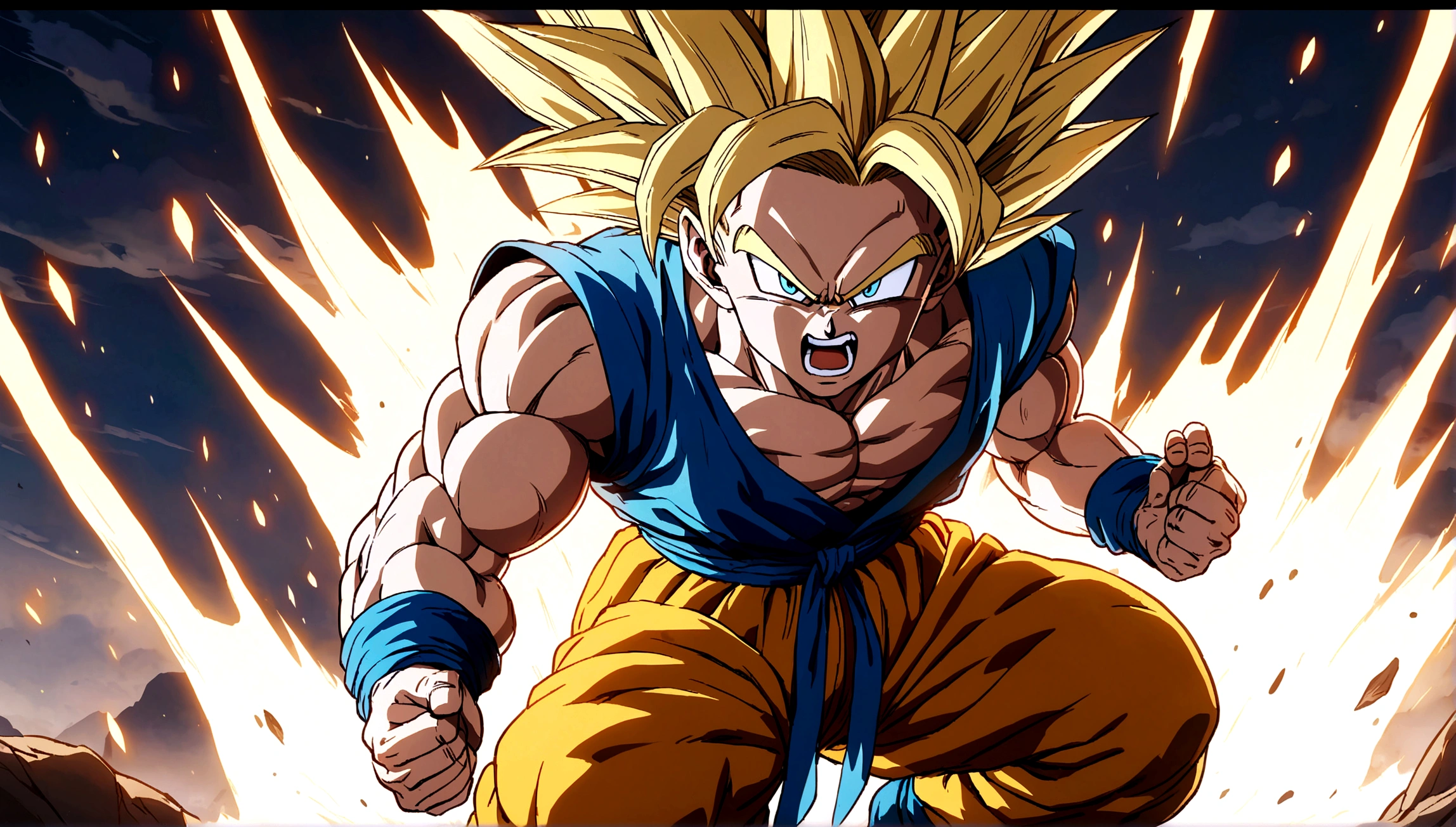 angry goku in super saiyan blue
