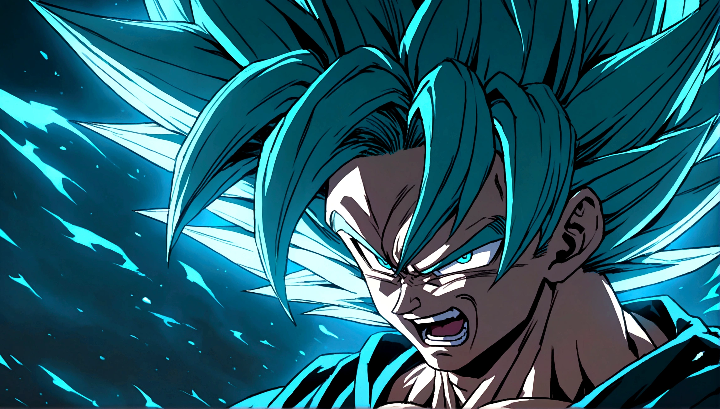 angry goku in super saiyan blue