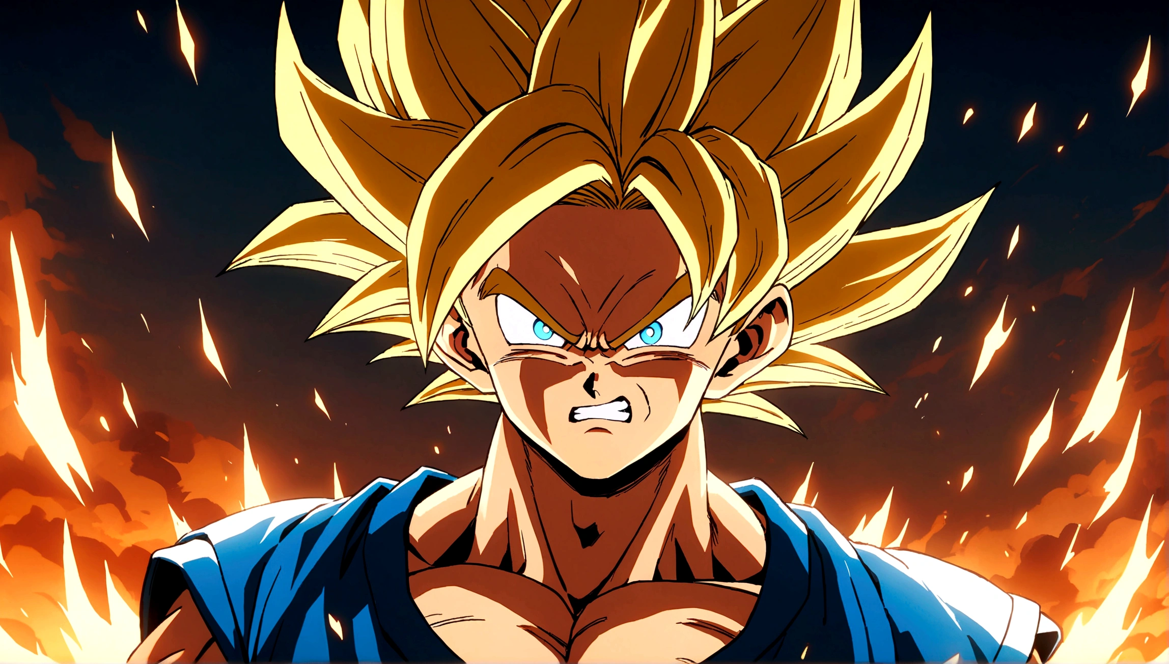 angry goku in super saiyan blue