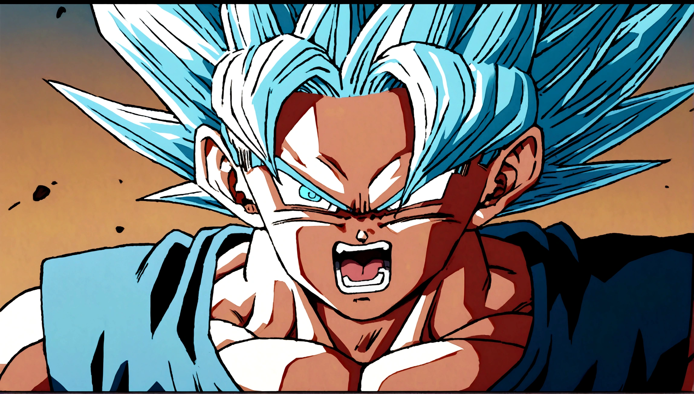 angry goku in super saiyan blue
