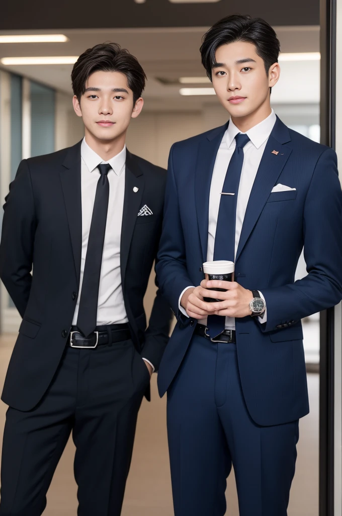 New employee, very handsome, 20 years old.、　（A really cool S-class guy in a suit.）、　เด็กชายJapanอายุ 20 ปี、　businessman、　Luxurious suit、　brown suit、　office、　Standing in a suitＳHandsome young man、　full body photo、　（ภาพถ่ายที่มีรายละเอียดhighของ CG Unity 8K）、　（มีรายละเอียดhighＳhandsome man in class）、　（Real photos）、　　（（คุณภาพhighสุด））、　very detailed、　（Masterpiece）、　คุณภาพของภาพที่highเป็นพิเศษ、　high、　viewer、　gentle man、　I'm beautiful.、　short hair、　Vivid photos、　Handsome like a model、　Handsome like an idol、　Luxury watches、　Cold Belt、　Japan