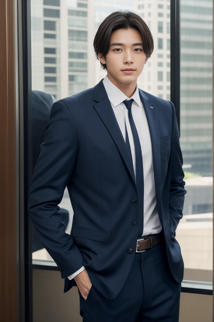 New employee, very handsome, 20 years old.、 (A really cool S-class guy in a suit.)、 เด็กชายJapanอายุ 20 ปี、 businessman、 Luxurious suit、 brown suit、 office、 Standing in a suitSHandsome young man、 full body photo、 (ภาพถ่ายที่มีรายละเอียดhighของ CG Unity 8K)、 (มีรายละเอียดhighShandsome man in class)、 (Real photos)、 ((คุณภาพhighสุด))、 very detailed、 (Masterpiece)、 คุณภาพของภาพที่highเป็นพิเศษ、 high、 viewer、 gentle man、 I'm beautiful.、 short hair、 Vivid photos、 Handsome like a model、 Handsome like an idol、 Luxury watches、 Cold Belt、 Japan