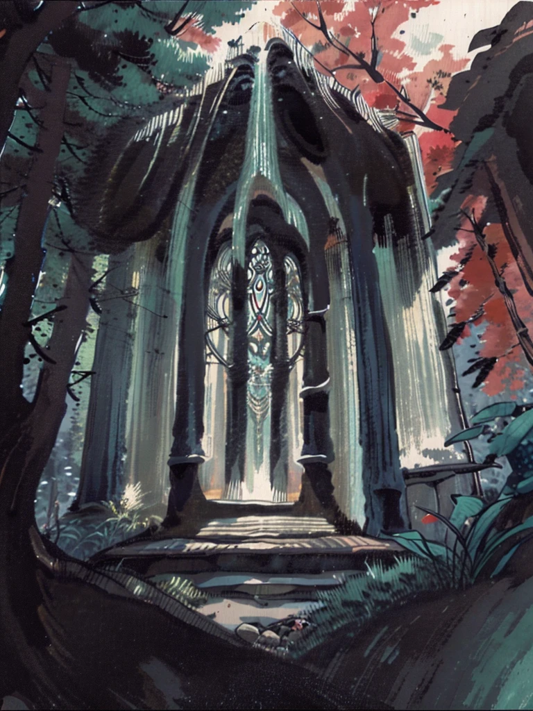 in the forest　shrine　black