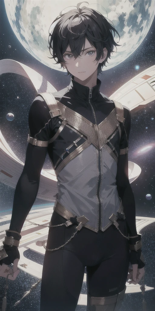 ridiculous resolution, high resolution, (masterpiece:1.4), super detailed, 1boy, seen from above, space, floating, --v 6