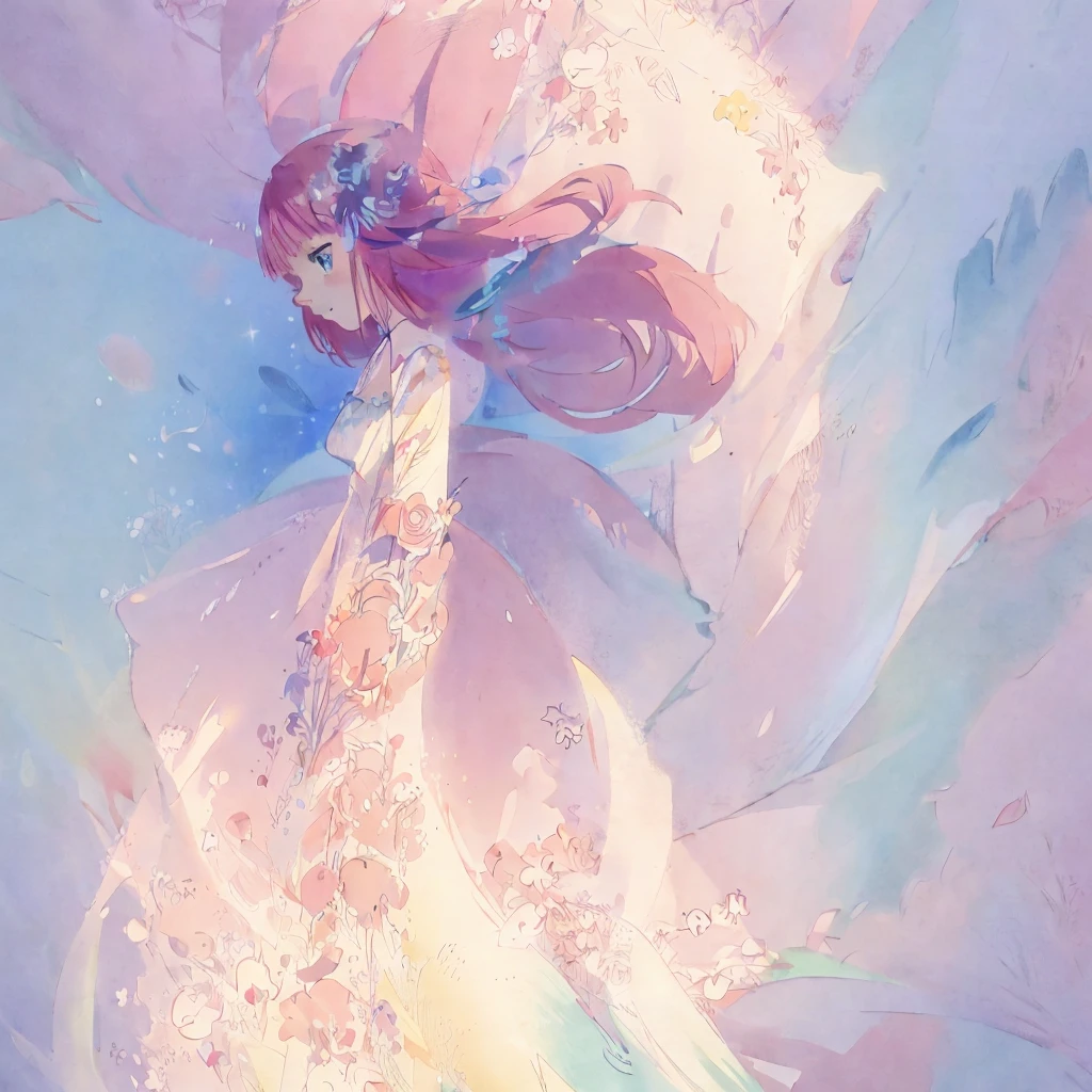 beautiful anime girl, portrait, vibrant pastel colors, (colorful), magical lights, long flowing colorful hair, inspired by Glen Keane, inspired by Lois van Baarle, disney art style, by Lois van Baarle, glowing aura around her, by Glen Keane, jen bartel, glowing lights! digital painting, flowing glowing hair, glowing flowing hair, beautiful digital illustration, fantasia background, whimsical, magical, fantasy, beautiful face, ((masterpiece, best quality)), intricate details, highly detailed, sharp focus, 8k resolution, sparkling detailed eyes, liquid watercolor