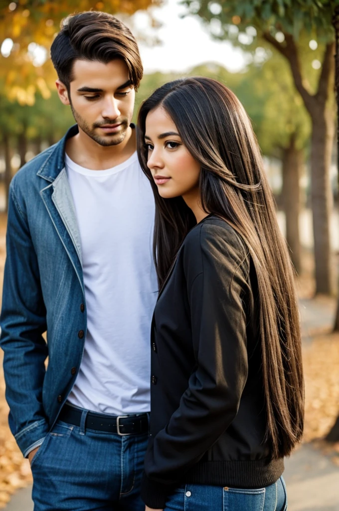 Sweet couple man long hair women long hair