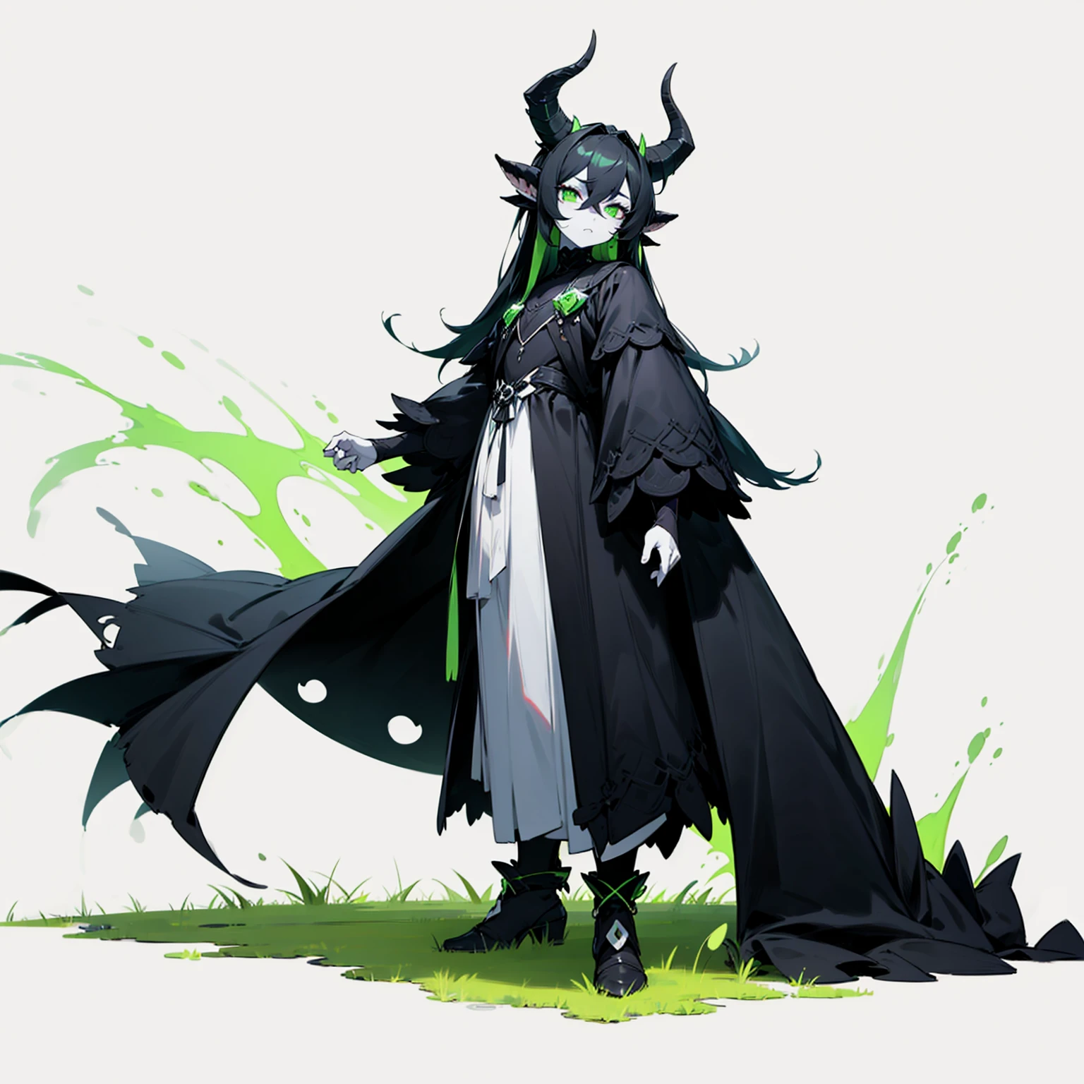 Evolutionary changes become more magnificent and greater, Evolution changes to level 2, black and white skin, green eyes, has horns, Grassroots, no background