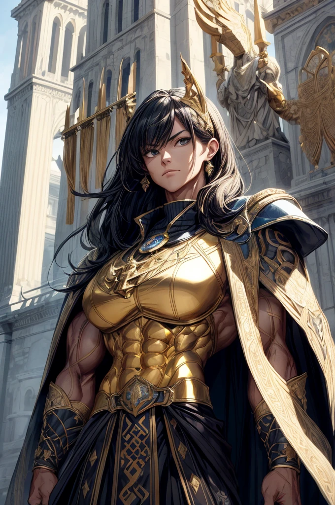 
(Best lighting) , (Very intricate details) , 4K Integration, (Super fine CG: 1.2) , (8K: 1.2),(original), (masterpiece) , (Highest quality),(masterpiece:1.4),Anime-ish high quality,(masterpiece),masterpiece, Highest quality, Absurd,((Masterpiece, 4K, 8K, High resolution)),(masterpiece), (Highest quality), (Super detailed), (Very delicate and beautiful), ((Cowboy Shot)), woman1名,
, ((bodybuilder:1.5)),Temple Background,(Beautiful base),(girl),(woman),(((Upper Body:1))),from frontknight girl,Brave and resolute attitude,Shining Armor,Sword in hand,Flowing Cape,Armor details,Metal Reflection,Castle Background,medieval setting,Soft sunlight,Brave pose,Strength and elegance,Solemn atmosphere,Sharp Eye,Powerful aura,Stoic expression,Determined jawline,royal coat of arms,Tall and sturdy build,Graceful Movement,A commanding presence,Golden shades,Dynamic configuration,Vibrant colors,Perfect balance,Light and shadow contrast,Down to the smallest thread,Sharpen highlights and shadows,Impressive level textures,Sharp focus,Rich and realistic backgrounds,Magnificence and grandeur,Heroine of the Kingdom,Legendary Warrior,Inspiring and majestic,Dignified and fierce,Guardian of the kingdom,Unstoppable courage,Divine Destiny,Indomitable spirit,Unforgettable beauty,Unwavering Strength