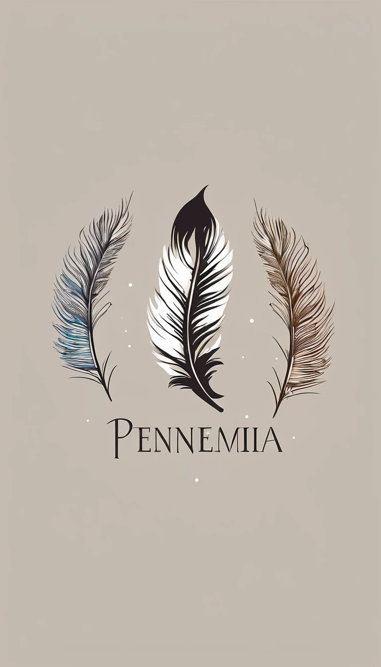 Create a minimal, modern, simple, inspirational, memorable, dream like logo design of a boy and a feather for the brand “Penamemoria".