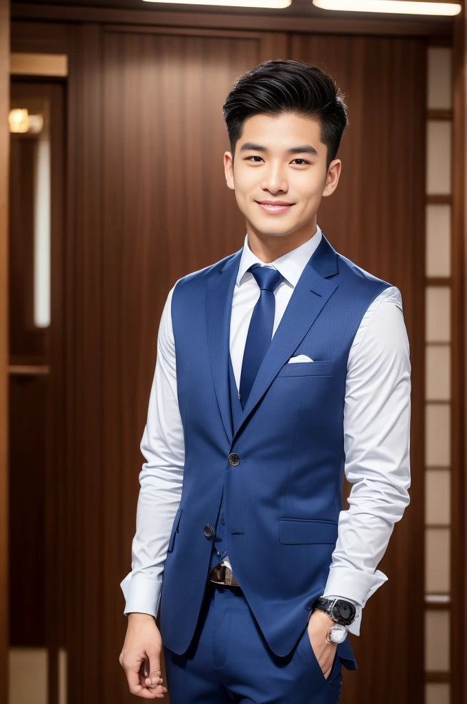 New employee, very handsome, 20 years old.、 (A really cool S-class guy in a suit.)、 เด็กชายJapanอายุ 20 ปี、 businessman、 Luxurious suit、 brown suit、 office、 Standing in a suitSHandsome young man、 full body photo、 (ภาพถ่ายที่มีรายละเอียดhighของ CG Unity 8K)、 (มีรายละเอียดhighShandsome man in class)、 (Real photos)、 ((คุณภาพhighสุด))、 very detailed、 (Masterpiece)、 คุณภาพของภาพที่highเป็นพิเศษ、 high、 viewer、 gentle man、 I'm beautiful.、 short hair、 Vivid photos、 Handsome like a model、 Handsome like an idol、 Luxury watches、 Cold Belt、 Japan