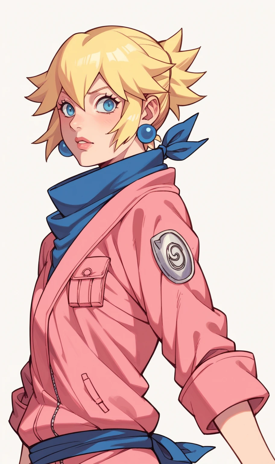 imagine princess peach dressed in a ninja suit and bandana if she were a ninja from the naruto series
