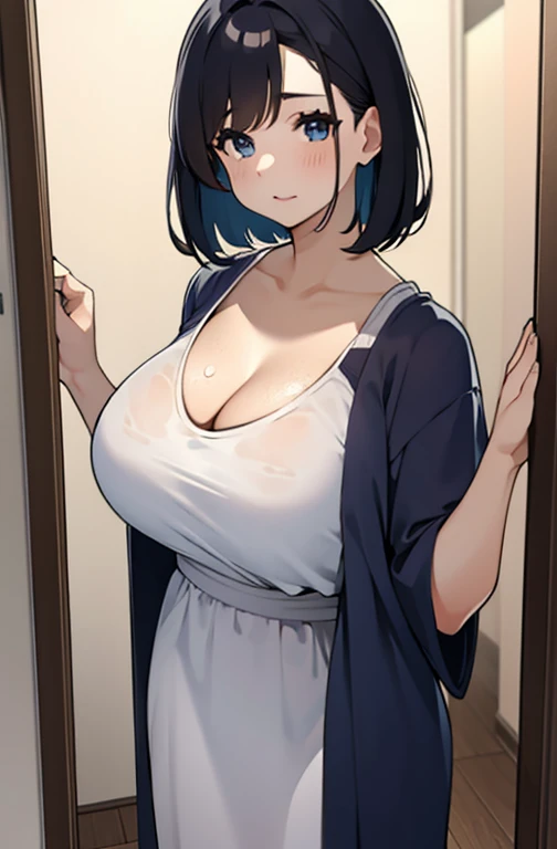 Large T-shirt maxi dress、Big Breasts、I can see her cleavage、Mature Japanese MILF、sexy、、Browsing Caution、sexy、short hair、Brown Hair、whole body