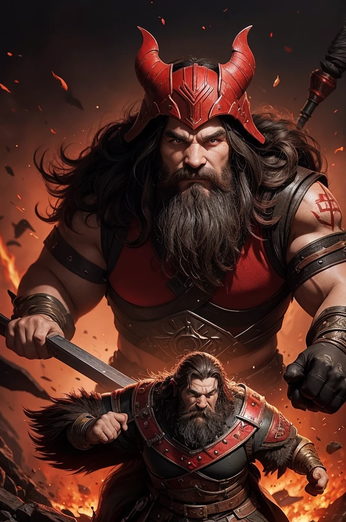 Symbol representing an army of Dwarves(RPG), called red fury In red and black colors