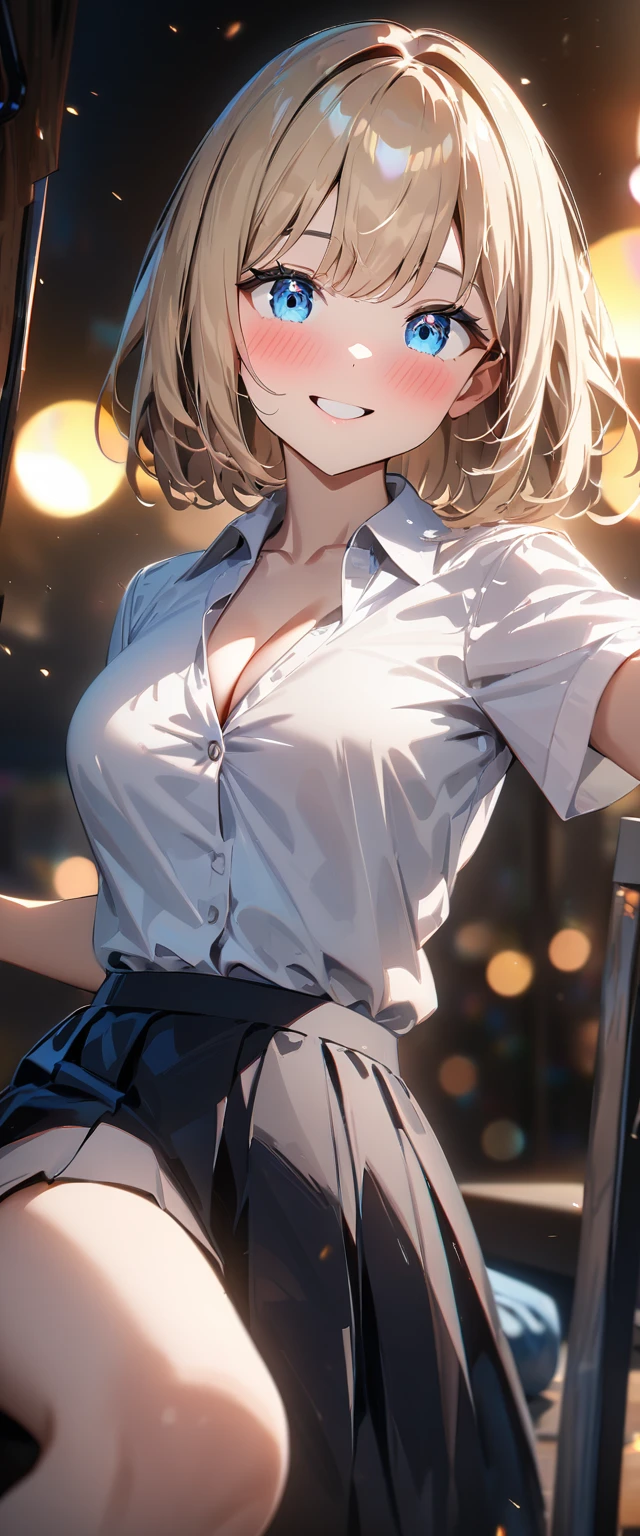 (((One Girl))), Blonde, Bobcut, (Cowboy Shot), ((sunglasses, hand to sunglasses)), (View your viewers), Focus on the face, ager, Tilt your head:1.3, (((blue eyes))), ((Smile)), ((blush)), Contrasting, Place one hand on hip, (((Exposed skin))), , (((Tie up the whole body with rope))), leotard, ((See-through clothing:1.3)), Naked Shirt, , Anime Style, (Highest quality, 4K, 8K, High resolution, masterpiece:1.2, Super detailed, Super detailed eyes, High resolution, 超High resolution, Studio Lighting, Ultra-fine painting, Sharp focus, Physically Based Rendering, Very detailed explanation, Professional, Vibrant colors, Bokeh)、excited、Heavy breathing