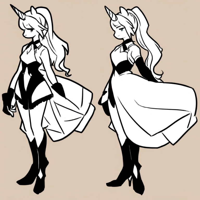 Pony unicorn anthro in full body reference art