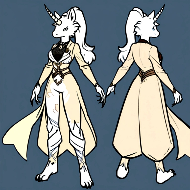 Pony unicorn anthro in full body reference art 