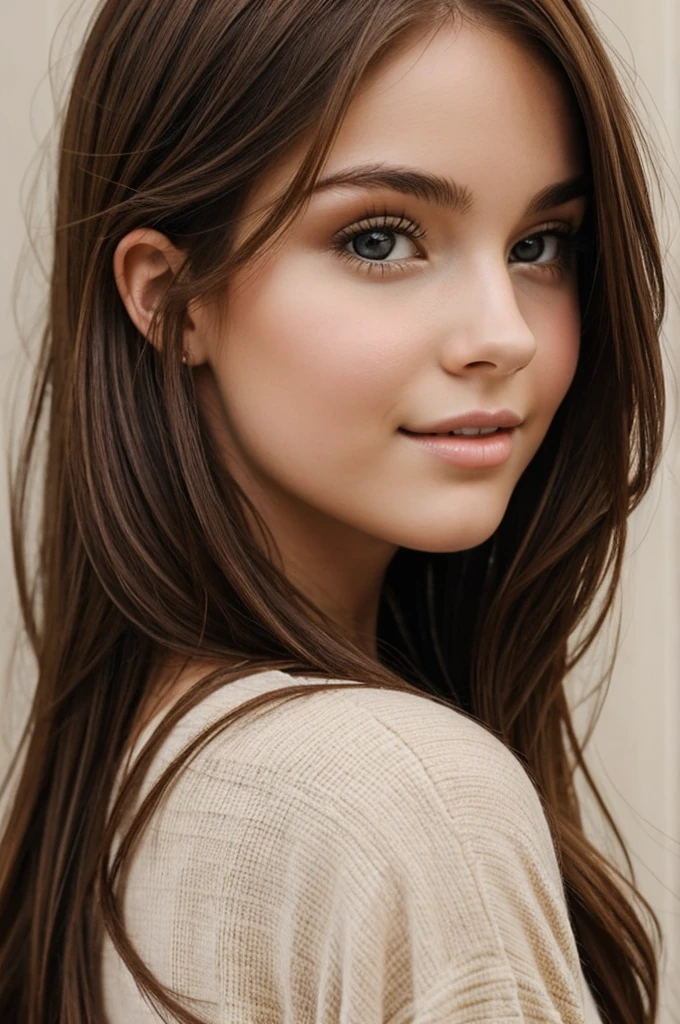 Young lady with brown hair and pretty