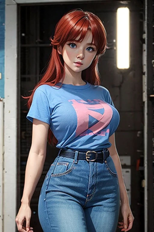 (Akane Tendo)(1solo)(1girl)((Solo)) ((Masterpiece)) ((High Quality)) (slim thick)((Perfect Face)) ((Huge Breasts)) ((Wide Hips)) ((Narrow Waist)) ((Beautiful)) ((Redhead)) ((Long Hair)) ((Light Skin)) ((Cute Nose)) ((BLue Eyes)) ((Young)) ((Transparent Tee Shirt)) ((Jeans))(cameltoe)