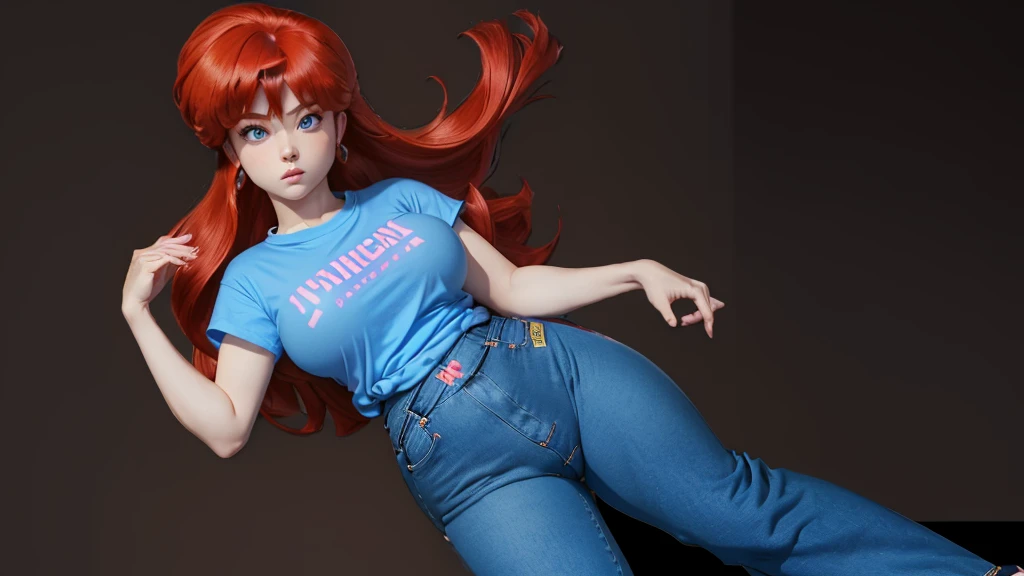 (Ranma Chan)(1solo)(1girl)((Solo)) ((Masterpiece)) ((High Quality)) (slim thick)((Perfect Face)) ((Huge Breasts)) ((Wide Hips)) ((Narrow Waist)) ((Beautiful)) ((Redhead)) ((Long Hair)) ((Light Skin)) ((Cute Nose)) ((BLue Eyes)) ((Young)) ((Transparent Tee Shirt)) ((Jeans))(cameltoe)