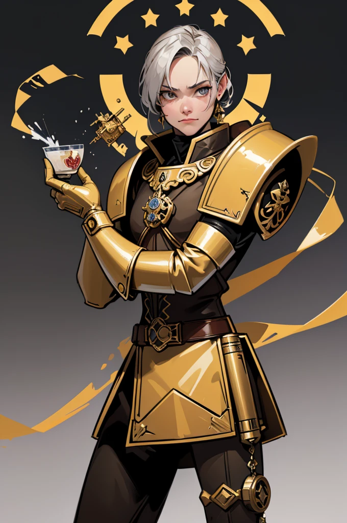 warhammer 40k star wars wallpaper, ในสไตล์ของ canon eos 5d mark iv, Gothic grade, Turn off concentration, Grey & Gold, elaborate costume,Order of the Golden Eagle, Shot with 70mm --ar 16:9 --q 2 --s 1,000  