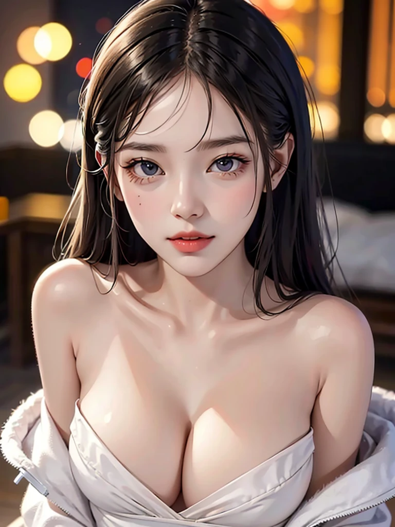 ((((Best Quality, 8K, 32K, masterpiece, 1.2)))),{{solo}},nsfw,{{{Artist: EUPHORIA's style}}},((perfect beautiful face:1.2)), in love hotel, wearing night dress, netorare, netorare face, spreading pussy with fingers, embarrassed, high quality of vagina, vivid pussy,((a lot of public hairs:1.1)),
