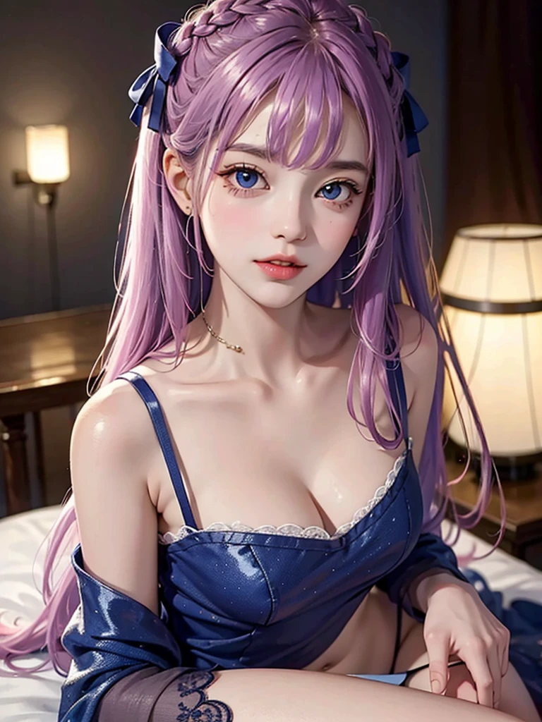 ((((Best Quality, 8K, 32K, masterpiece, 1.2)))),{{solo}},nsfw,{{{Artist: EUPHORIA's style}}},((perfect beautiful face:1.2)),  in love hotel, wearing night dress, netorare, netorare face, spreading pussy with fingers, embarrassed, high quality of vagina, vivid pussy,((a lot of public hairs:1.1)),