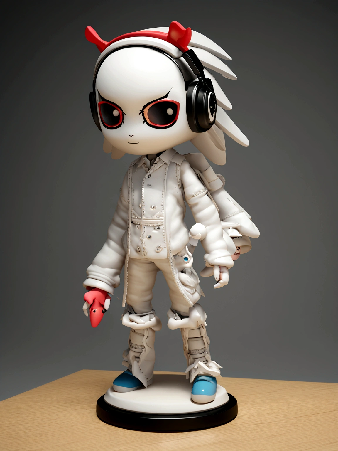 There is a man wearing headphones、Statue of a man wearing a jacket, Cute 3d rendering, Vinyl Designer Toys, 3D rendering style, 3d characters, 3d characters, 3D Rendering Character Art 8k, 3d characters render, 3d characterss, vinyl toy figurine, 3D rendering of beeple, high detail iconic character, Cute humanoid