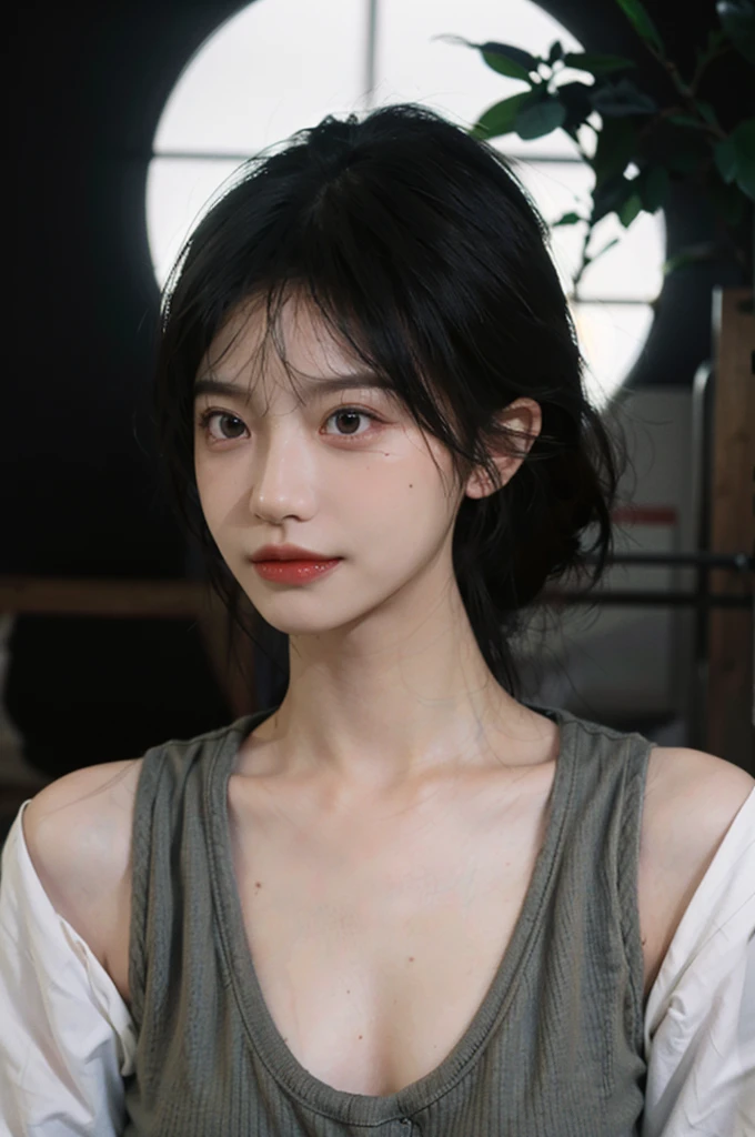 (Skin details:1.4), (smooth skin textures:1.3), Lipstick, background,海滩background, Direct vision, earrings, serene, calm, (Realistic and detailed eyes:1.2), Natural skin texture, Realistic facial details, Soft dramatic lighting, Vivid details, 35 mm film, outdoor, (Photo Practical:1.4), (hyper Practical:1.4), (Practical:1.3), (Smoother lighting:1.05), (Improve lighting quality:0.9), (Highest quality real skin textures:1.4), Exquisite eyes, Delicate face, Close-up of face, (Enhance the beauty of skin texture:1.1), Hair details, Vest,normal body ratio, short hair, Moles under the eyes, thinking, A faint smile,公园background,Portrait Photography, Depth of Field, Bokeh, Surrealism, Ray Tracing, (Portrait Photography:1.1), Surrealism, High Detail, Chiaroscuro, Ray Tracing, reflected light, Ultra HD, Ultra HD, masterpiece, Textured Skin, Super Detail, High Detail, high quality, best quality