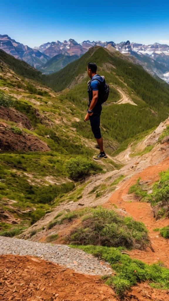 A man cultivating immortality，The background is the fairy-like mountains。Half-length photo