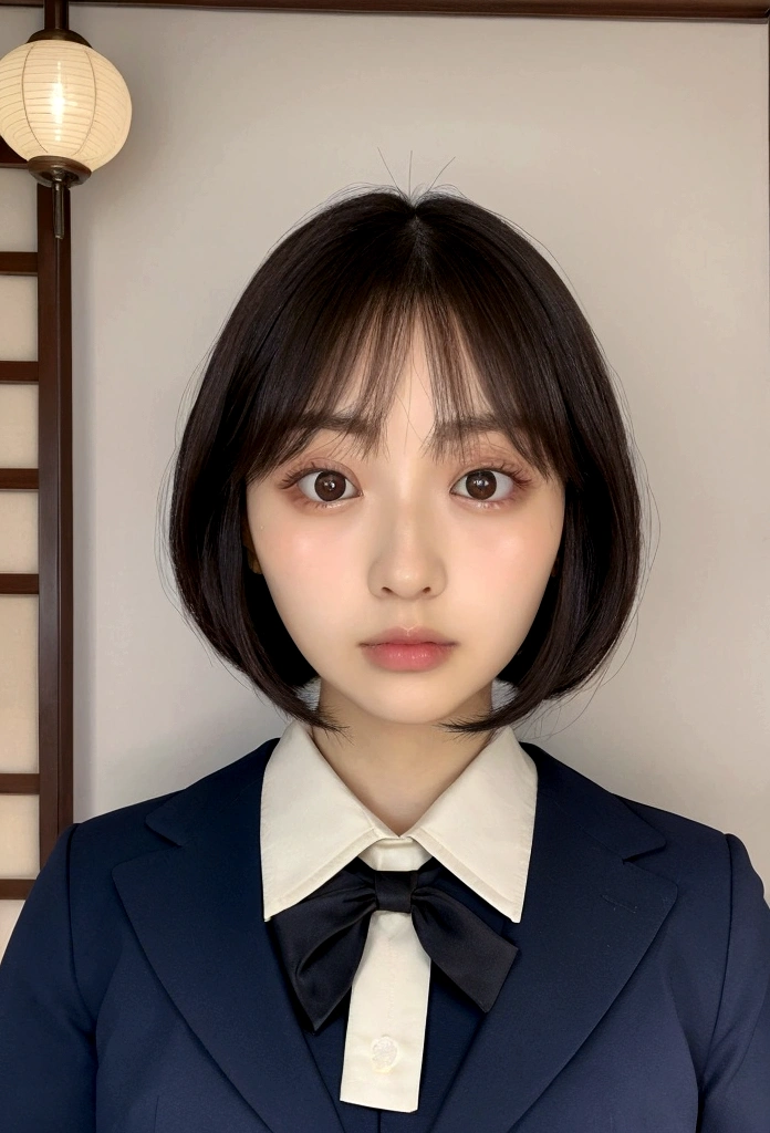 Japanese,woman,Bob Hair,Big eyes,round face,uniform