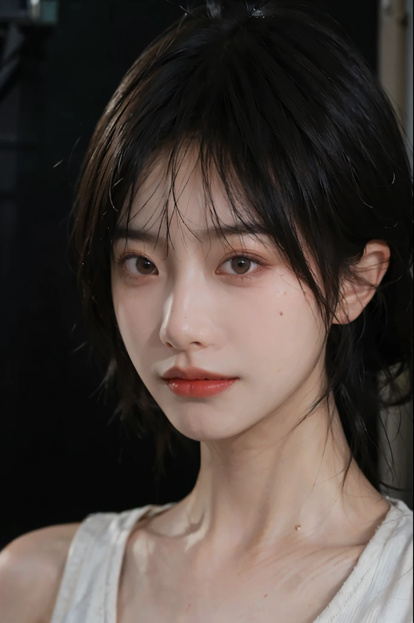 (Skin details:1.4), (smooth skin textures:1.3), Lipstick, background,海滩background， Direct vision, earrings, serene, calm, (Realistic and detailed eyes：1.2）, Natural skin texture, Realistic facial details, Soft dramatic lighting, Vivid details, 35 mm film, outdoor, (Photo Practical:1.4), (hyper Practical:1.4), (Practical:1.3), (Smoother lighting:1.05), (Improve lighting quality:0.9), (Highest quality real skin textures:1.4), Exquisite eyes, Delicate face, Close-up of face, (Enhance the beauty of skin texture:1.1), Hair details, Vest，normal body ratio, short hair, Moles under the eyes, thinking, A faint smile,公园background，Portrait Photography, Depth of Field, Bokeh, Surrealism, Ray Tracing, (Portrait Photography:1.1), Surrealism, High Detail, Chiaroscuro, Ray Tracing, reflected light, Ultra HD, Ultra HD, masterpiece, Textured Skin, Super Detail, High Detail, high quality, best quality