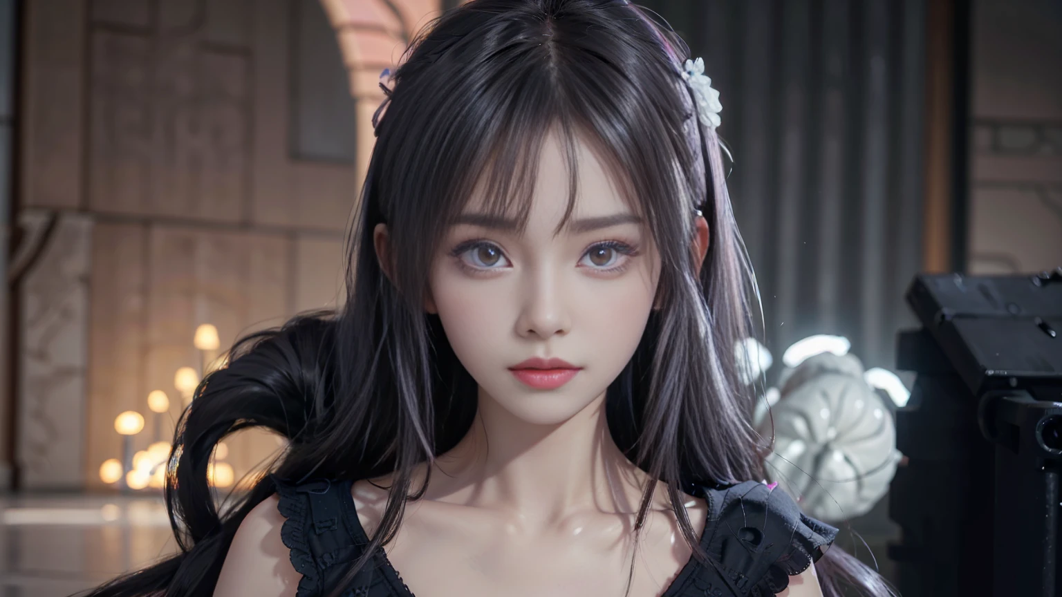 1 girl,《Beautiful eyes detailed description》《Beautiful and delicate face》《Wearing white》《Pink Eyes》《Cross Bangs》《Standing》《gray hair flying》》((((Pink Eyes)))),((((Pink Eyes)))),(((Beautiful fairy)))(《《Detailed description of the whole body》》),《《《Stunning Beauty》》》,Detailed description of the whole body,Detailed description of the whole body,Detailed description of the whole body,Detailed description of the whole body《《《《Explosion》》》》Wear black丝袜,Wear black,Wear black